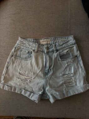 PacSun Light Wash Distressed High-Rise Denim Shorts